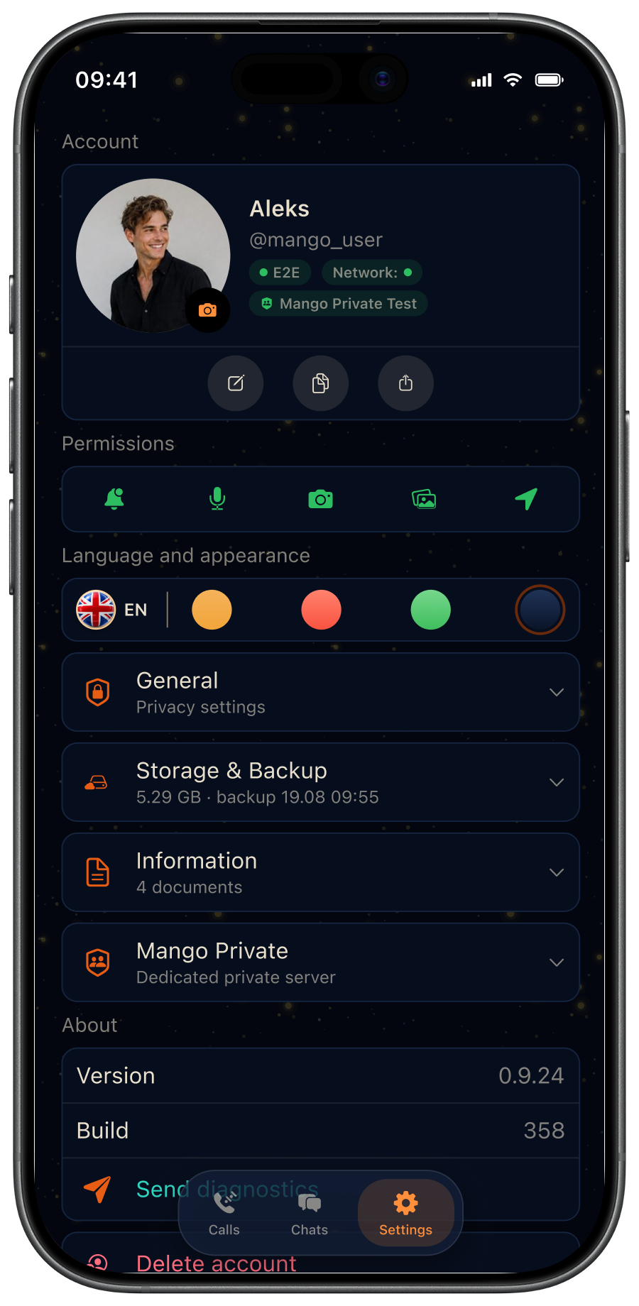 MangoConnect settings