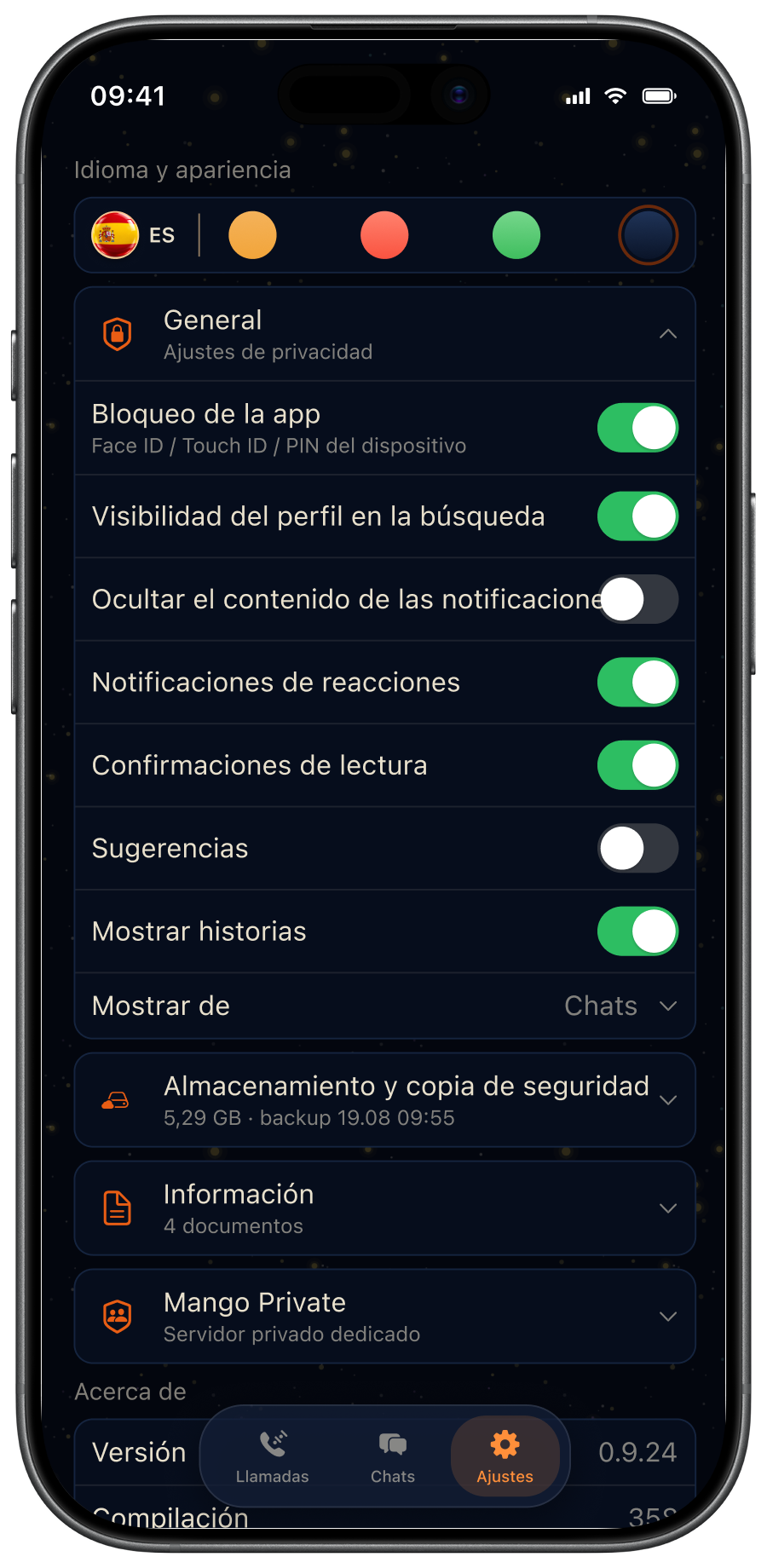 Ajustes de MangoConnect — general