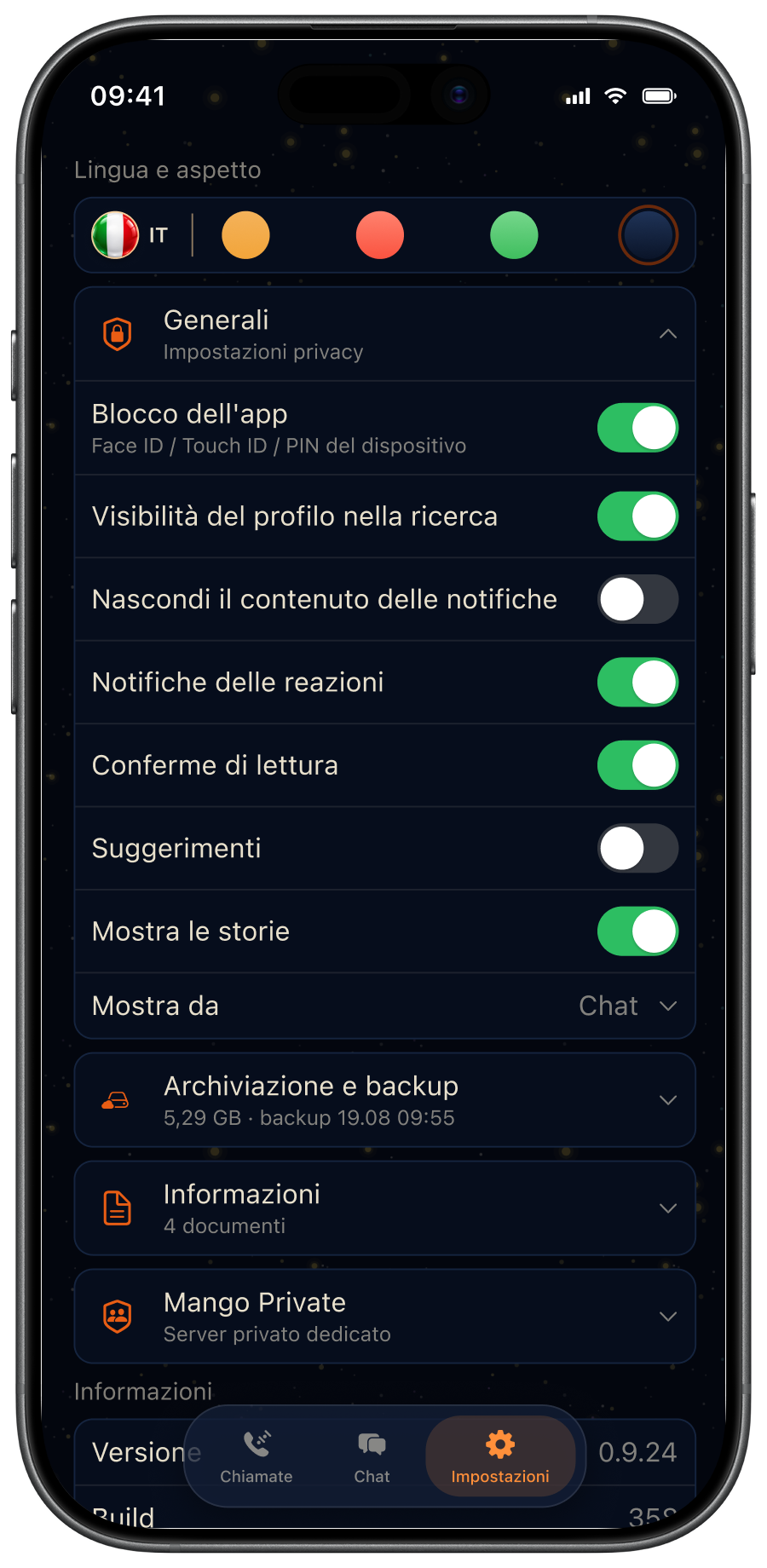 Impostazioni MangoConnect — generali
